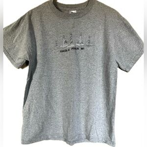 Eagle River WI short sleeve gray tshirt. Unisex Size Medium.